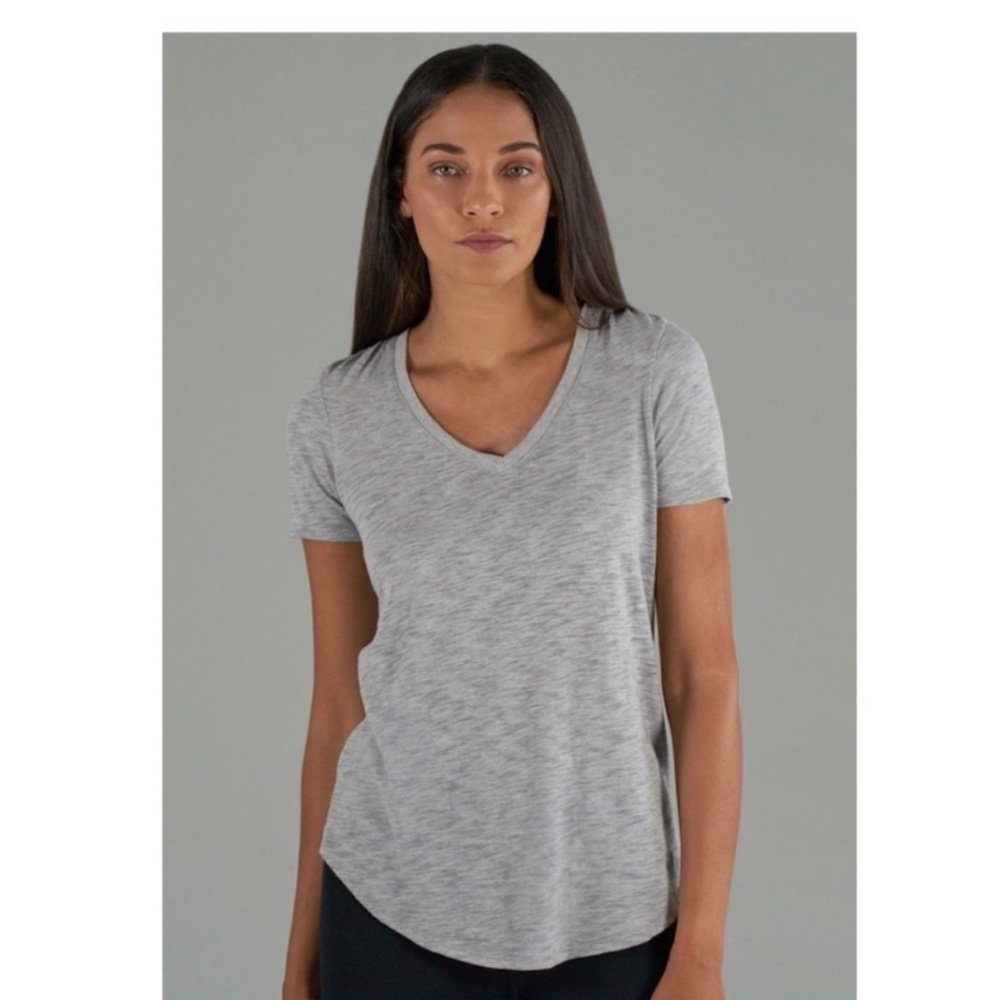 ATM Slub Jersey Classic V- Neck Tee Shirt in Grey.